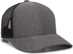 OC Sports MBW-800CB Adjustable Mesh Back Cap - Heathered Black Black - Black / 6 7/8’’ - 7 1/2’’