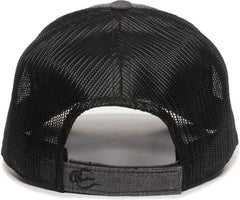OC Sports MBW-800CB Adjustable Mesh Back Cap - Heathered Black Black - Black / 6 7/8’’ - 7 1/2’’