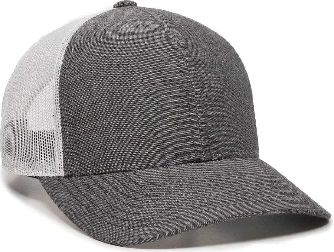 OC Sports MBW-800CB Adjustable Mesh Back Cap - Heathered Black White - Black White / 6 7/8’’ - 7 1/2’’