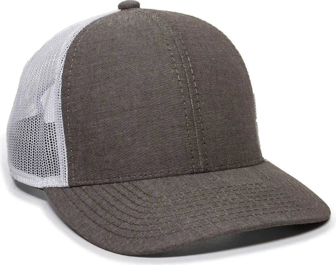 OC Sports MBW-800CB Adjustable Mesh Back Cap - Heathered Brown White - Brown White / 6 7/8’’ - 7 1/2’’