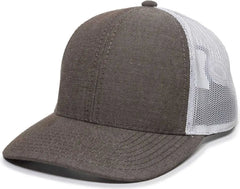 OC Sports MBW-800CB Adjustable Mesh Back Cap - Heathered Brown White - Brown White / 6 7/8’’ - 7 1/2’’