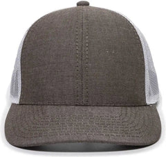 OC Sports MBW-800CB Adjustable Mesh Back Cap - Heathered Brown White - Brown White / 6 7/8’’ - 7 1/2’’