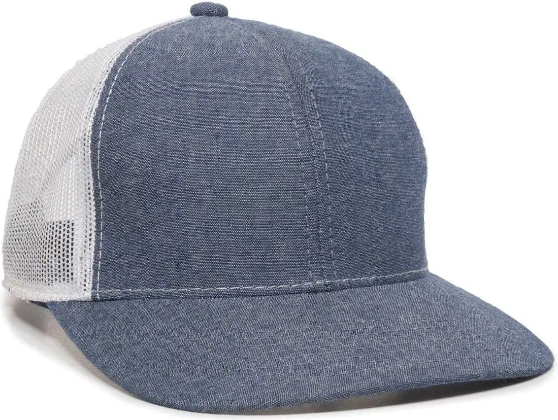 OC Sports MBW-800CB Adjustable Mesh Back Cap - Heathered Navy White - Navy White / 6 7/8’’ - 7 1/2’’