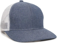OC Sports MBW-800CB Adjustable Mesh Back Cap - Heathered Navy White - Navy White / 6 7/8’’ - 7 1/2’’