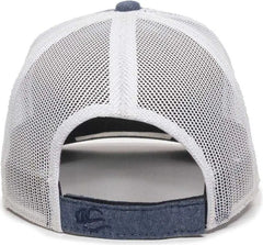OC Sports MBW-800CB Adjustable Mesh Back Cap - Heathered Navy White - Navy White / 6 7/8’’ - 7 1/2’’