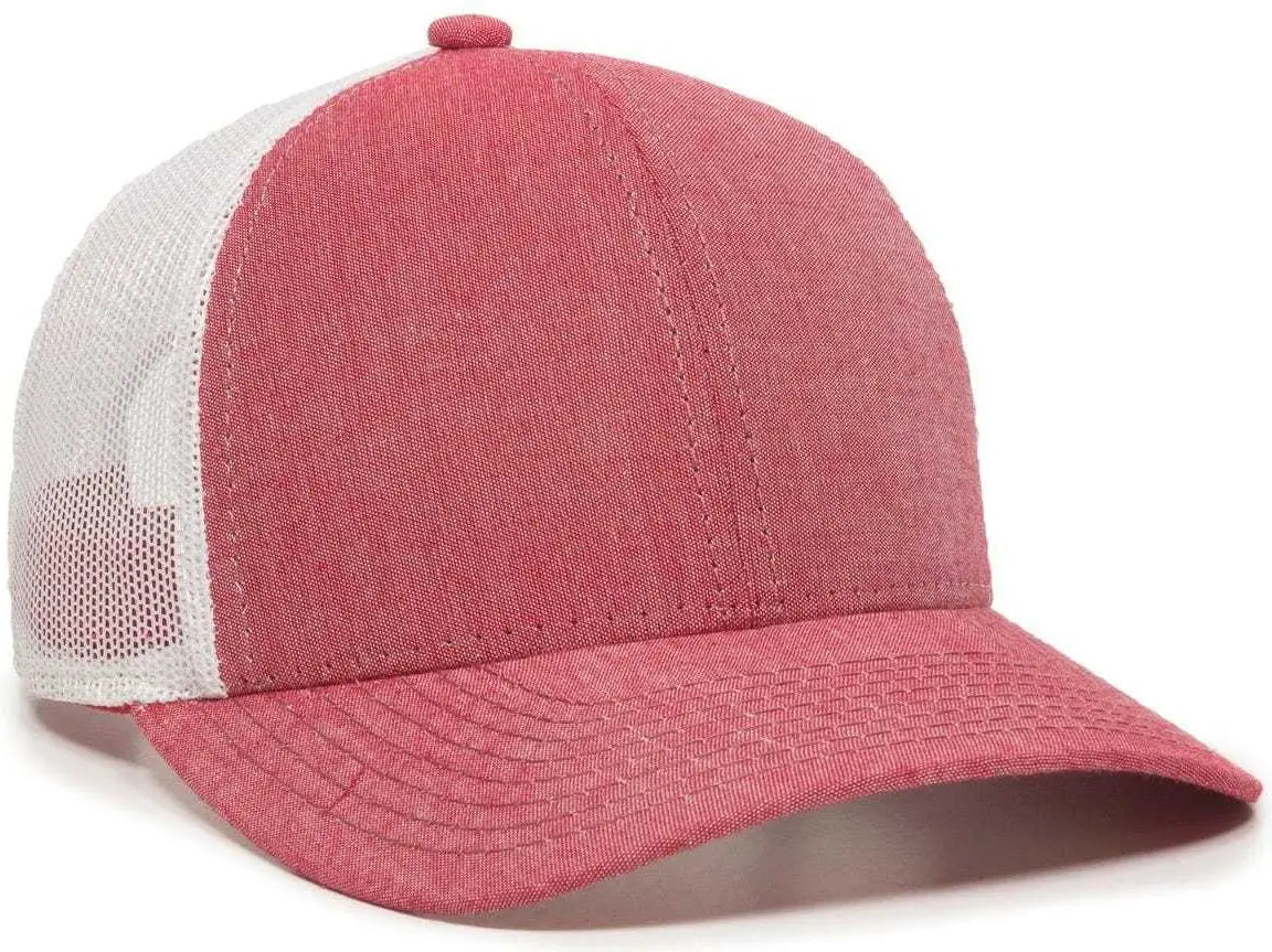 OC Sports MBW-800CB Adjustable Mesh Back Cap - Heathered Red White - Red White / 6 7/8’’ - 7 1/2’’