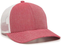 OC Sports MBW-800CB Adjustable Mesh Back Cap - Heathered Red White - Red White / 6 7/8’’ - 7 1/2’’