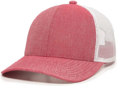 OC Sports MBW-800CB Adjustable Mesh Back Cap - Heathered Red White - Red White / 6 7/8’’ - 7 1/2’’