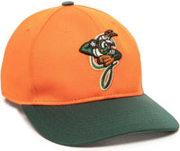 OC Sports MIN-350 MiLB Replica Polyester Baseball Cap - Greensboro Grasshoppers Orange Dark Green 2GGH - Orange Forest