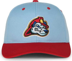 OC Sports MIN-350 MiLB Replica Polyester Baseball Cap - Peoria Chiefs Columbia Blue Red 2PC