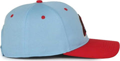OC Sports MIN-350 MiLB Replica Polyester Baseball Cap - Peoria Chiefs Columbia Blue Red 2PC