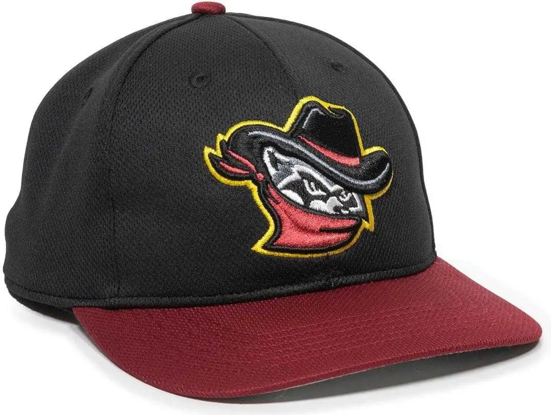 OC Sports MIN-350 MiLB Replica Polyester Baseball Cap - Quad Cities River Bandits - Black Red / 6 3/8’’ - 7’’
