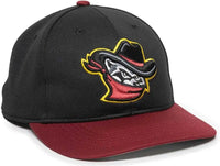 OC Sports MIN-350 MiLB Replica Polyester Baseball Cap - Quad Cities River Bandits - Black Red / 6 3/8’’ - 7’’