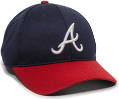 OC Sports MLB-350 MLB Polyester Baseball Adjustable Cap - Atlanta Braves Home - Navy Red / 6 3/8’’ - 7’’