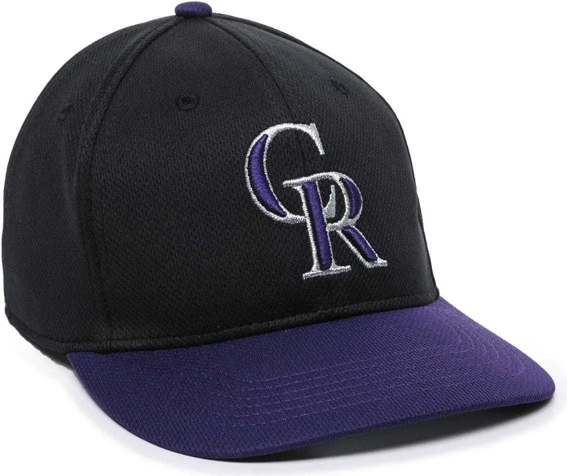 OC Sports MLB-350 MLB Polyester Baseball Adjustable Cap - Colorado Rockies Alternate - Black Purple / 6 3/8’’ - 7’’