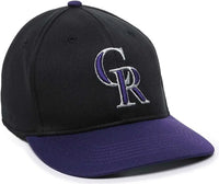 OC Sports MLB-350 MLB Polyester Baseball Adjustable Cap - Colorado Rockies Alternate - Black Purple / 6 3/8’’ - 7’’