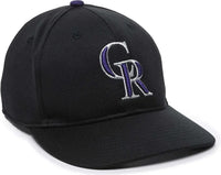 OC Sports MLB-350 MLB Polyester Baseball Adjustable Cap - Colorado Rockies Home & Road - Black / 6 3/8’’ - 7’’