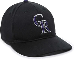 OC Sports MLB-350 MLB Polyester Baseball Adjustable Cap - Colorado Rockies Home & Road - Black / 6 3/8’’ - 7’’