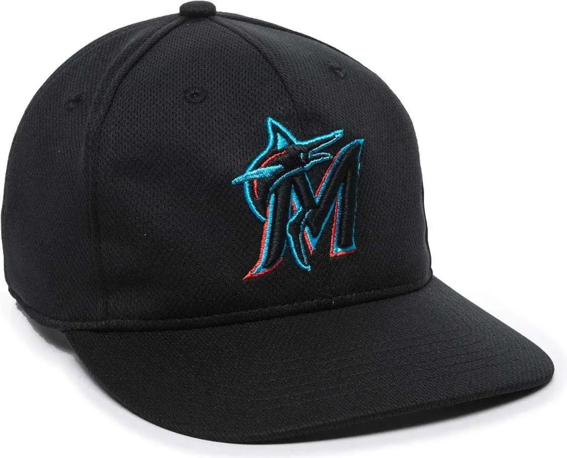 OC Sports MLB-350 MLB Polyester Baseball Adjustable Cap - Miami Marlins Home & Road - Black / 6 3/8’’ - 7’’