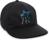 OC Sports MLB-350 MLB Polyester Baseball Adjustable Cap - Miami Marlins Home & Road - Black / 6 3/8’’ - 7’’