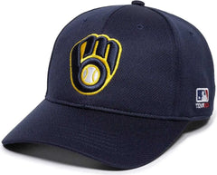 OC Sports MLB 350 MLB Polyester Baseball Adjustable Cap Milwaukee Brewers Navy Home & Road