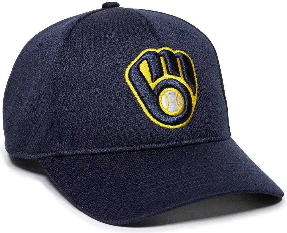 OC Sports MLB 350 MLB Polyester Baseball Adjustable Cap Milwaukee Brewers Navy Home & Road Navy / 6 3/8’’ 7’’