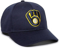 OC Sports MLB 350 MLB Polyester Baseball Adjustable Cap Milwaukee Brewers Navy Home & Road Navy / 6 3/8’’ 7’’