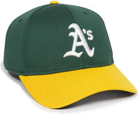 OC Sports MLB-350 MLB Polyester Baseball Adjustable Cap - Oakland Athletics Home - Forest Gold / 6 3/8’’ - 7’’
