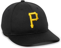 OC Sports MLB-350 MLB Polyester Baseball Adjustable Cap - Pittsburgh Pirates Home & Road - Black / 6 3/8’’ - 7’’