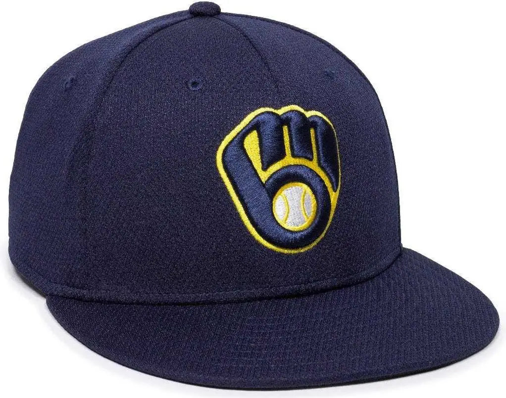 OC Sports MLB-400 MLB Mesh Baseball Cap - Milwaukee Brewers Home and Road - Navy / 6 3/8’’ - 7’’