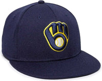 OC Sports MLB-400 MLB Mesh Baseball Cap - Milwaukee Brewers Home and Road - Navy / 6 3/8’’ - 7’’