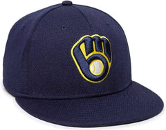 OC Sports MLB-400 MLB Mesh Baseball Cap - Milwaukee Brewers Home and Road - Navy / 6 3/8’’ - 7’’