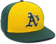 OC Sports MLB-400 MLB Mesh Baseball Cap - Oakland Athletics Colorblock - Gold Gark Green / 6 3/8’’ - 7’’