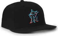 OC Sports MLB-450 Performance Baseball Cap - Miami Marlins - Black / 6 3/8’’ - 7’’