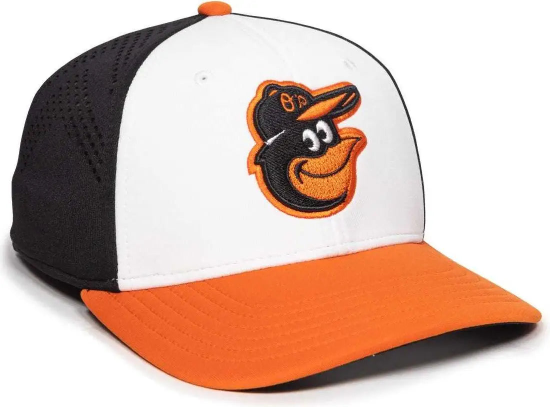 OC Sports MLB-600 Perforated Stretchfit Baseball Cap - Baltimore Orioles - Black Orange / S/M