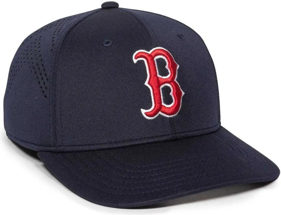OC Sports MLB-600 Perforated Stretchfit Baseball Cap - Boston Red Sox - Navy / S/M