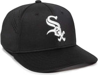 OC Sports MLB-600 Perforated Stretchfit Baseball Cap - Chicago White Sox - Black / S/M