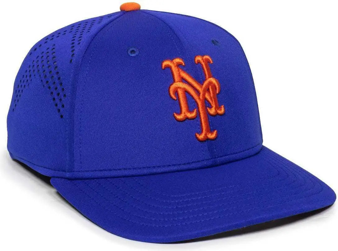 OC Sports MLB-600 Perforated Stretchfit Baseball Cap - New York Mets - Royal / S/M