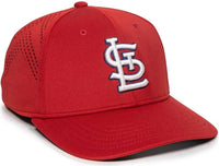 OC Sports MLB-600 Perforated Stretchfit Baseball Cap - St. Louis Cardinals - Red / S/M