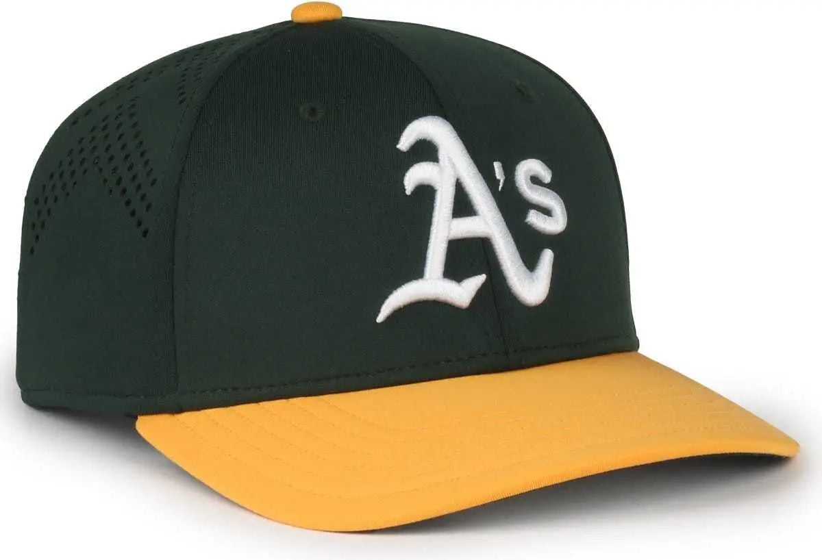 OC Sports MLB-650 Performance Snapback Baseball Cap - Oakland Athletics - Forest Gold / One Size Fits Most