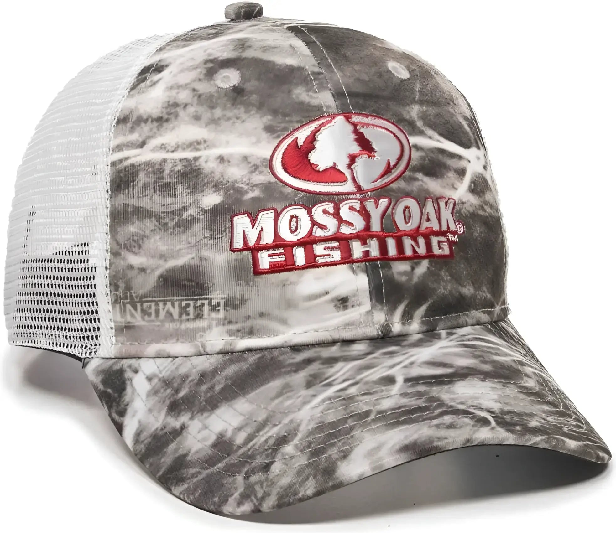 OC Sports MOFS44A Mossey Oak Fishing Cap Mesh Back - Mossy Oak Elements Agua Manta White - Mossy Oak White / 6 7/8’’