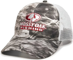 OC Sports MOFS44A Mossey Oak Fishing Cap Mesh Back - Mossy Oak Elements Agua Manta White - Mossy Oak White / 6 7/8’’