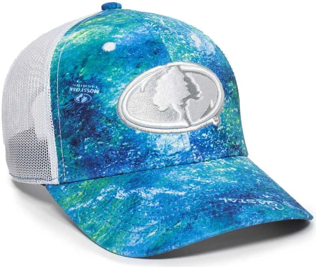 OC Sports MOFS49A Mossey Oak Fishing Cap Mesh Back - Mossy Oak Elements Coastal Inshore White - Mossy Oak White / 6