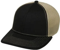 OC Sports MWS1125 Proflex Fit Sandwich Mesh Ball Cap - Black Khaki - Black Khaki / 6 3/4’’ - 7 1/8’’