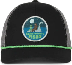 OC Sports NESSIE01 Loch Ness Fishy Patch Cap - Black Dark Gray - Black Dark Gray / 6 7/8’’ - 7 1/2’’