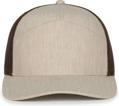 OC Sports OC106 7-Panel Mesh Back Cap -Heathered Stone Brown - Brown / OSFM