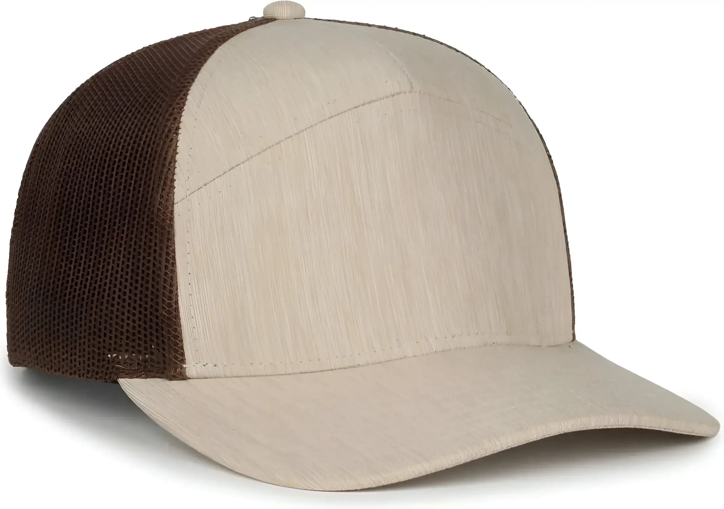 OC Sports OC106 7-Panel Mesh Back Cap -Heathered Stone Brown - Brown / OSFM
