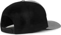 OC Sports OC106 7-Panel Mesh Back Cap -Ln Heathered Gray Black - Black / OSFM