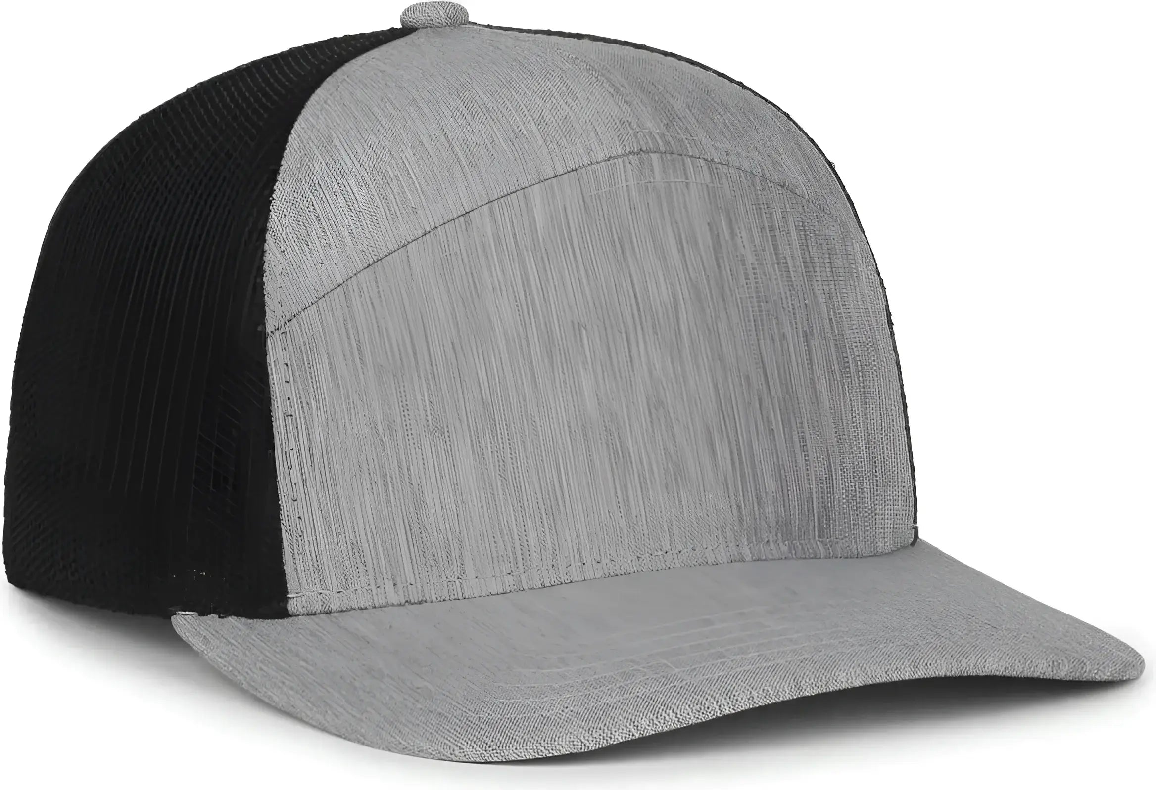 OC Sports OC106 7-Panel Mesh Back Cap -Ln Heathered Gray Black - Black / OSFM