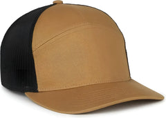 OC Sports OC106 7-Panel Mesh Back Cap -Old Gold Black - Black / OSFM